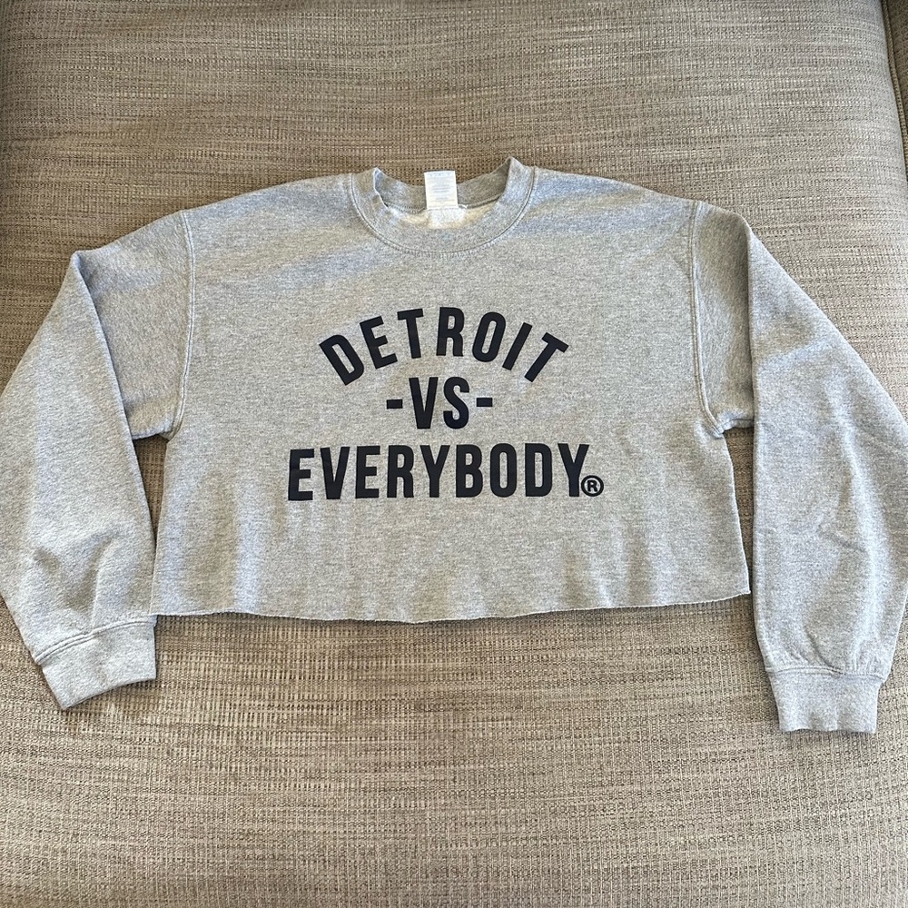 Like New Lightweight Gray Cropped Detroit VS Everybody Sweatshirt Size M